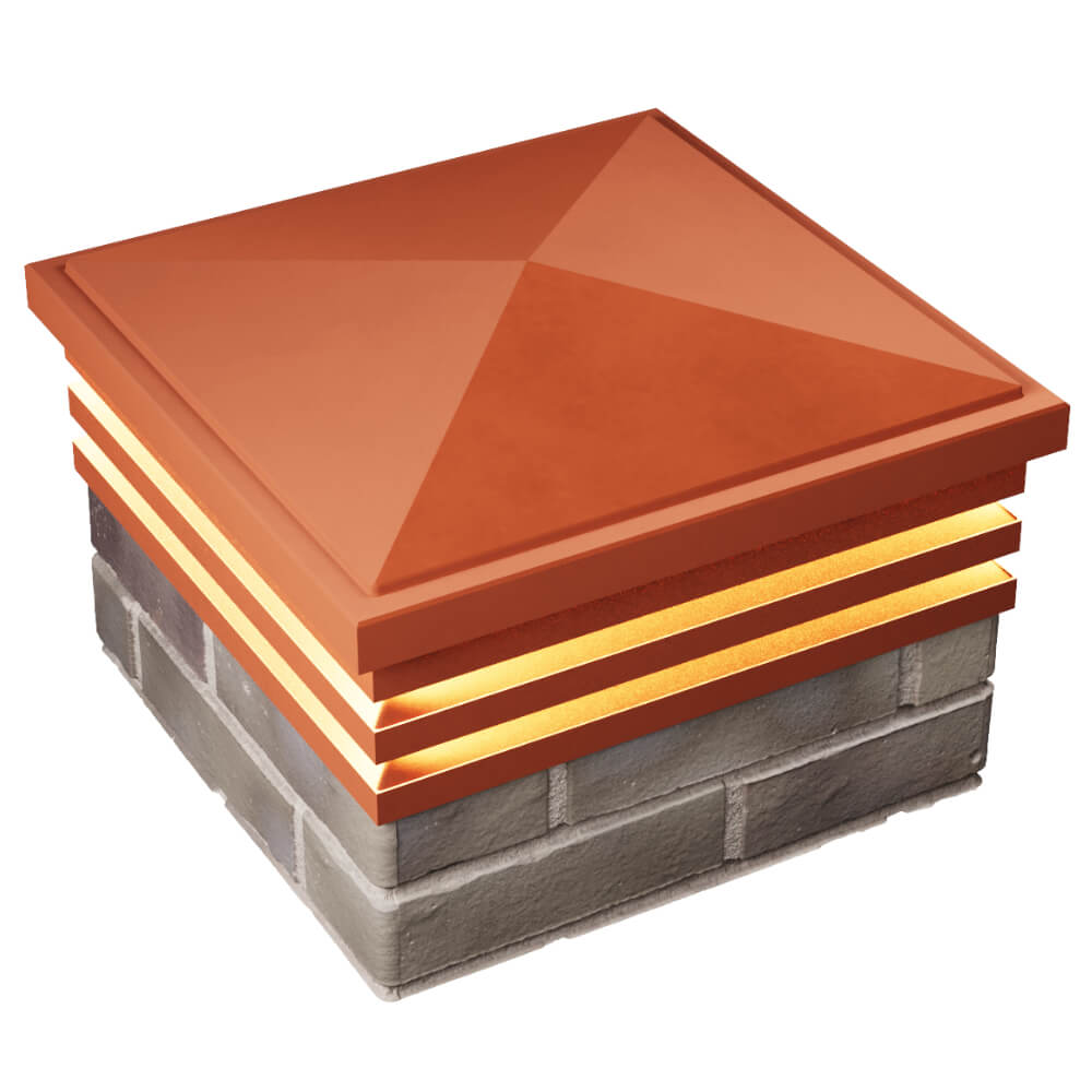 Колпак Zking Бона ХайТек Красный на столб 1.5х1.5 кирпича (385х385мм) с подсветкой в Менделеевске фото