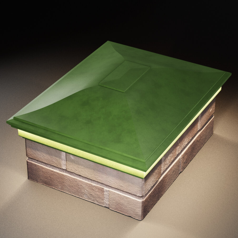 Колпак Zking Монблан Зеленый на столб 2х1.5 кирпича (515х385мм) c подсветкой в Менделеевске фото