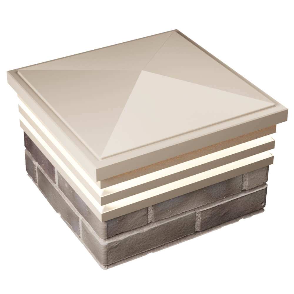 Колпак Zking Бона ХайТек Бежевый на столб 1.5х1.5 кирпича (385х385мм) с подсветкой в Менделеевске фото