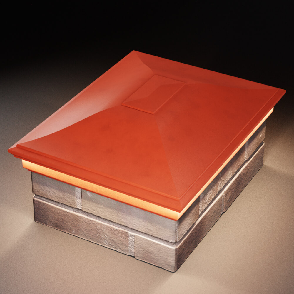 Колпак Zking Монблан Красный на столб 2х1.5 кирпича (515х385мм) c подсветкой в Менделеевске фото