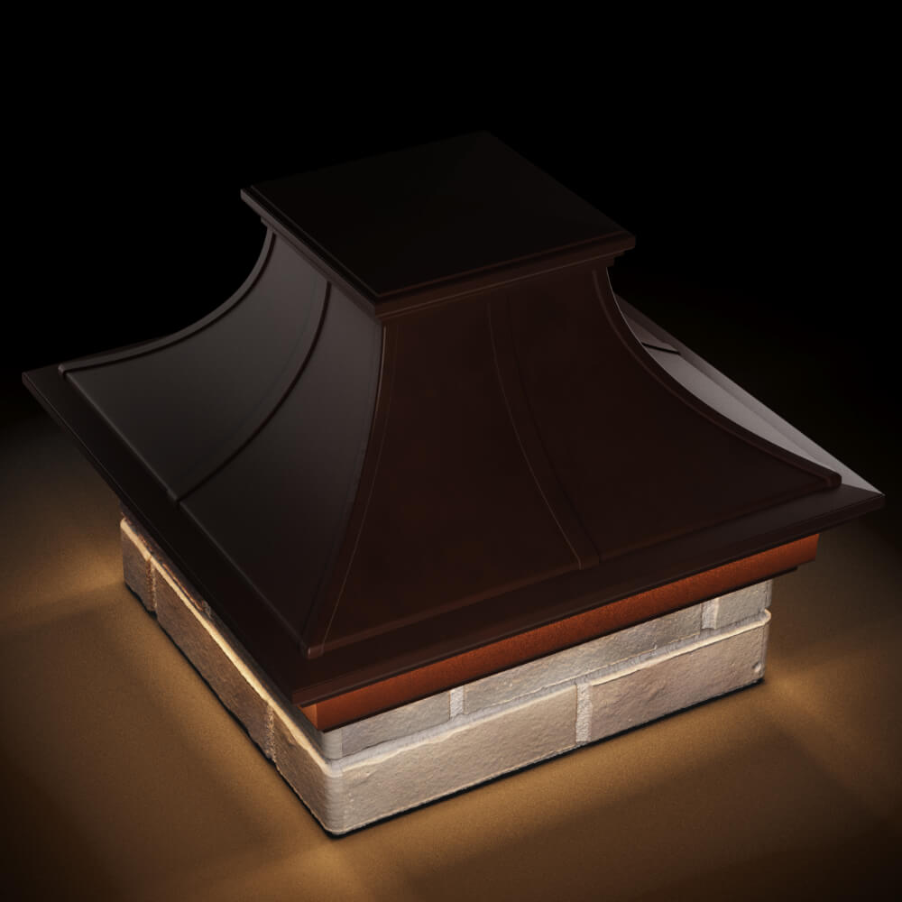 Колпак Zking Монблан Премиум Коричневый на столб 1.5х1.5 кирпича (385х385мм) с подсветкой в Менделеевске фото