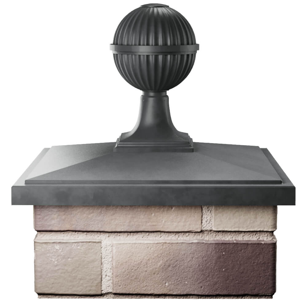 Колпак Zking БонаМоно Серый с шаром на столб 1.5х1.5 кирпича (385х385, 400х400мм) в сборе Менделеевск фото