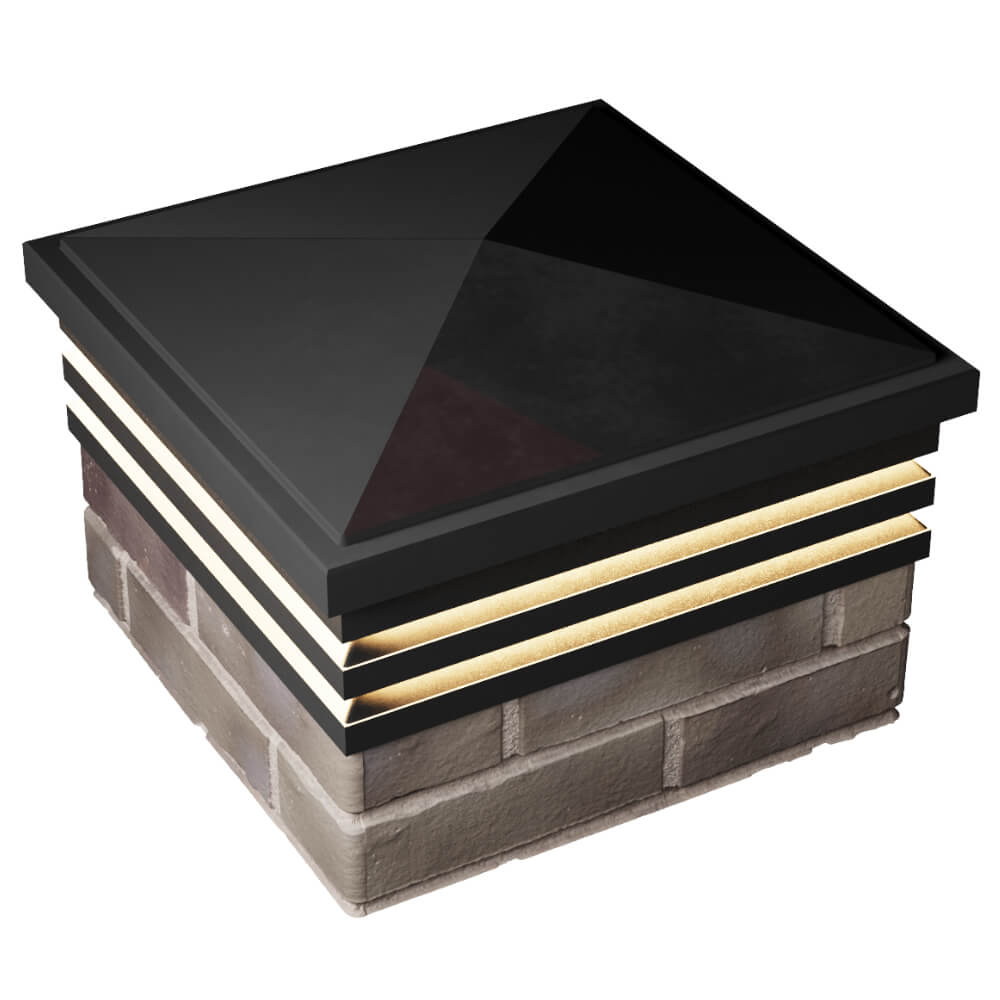 Колпак Zking Бона ХайТек Черный на столб 1.5х1.5 кирпича (385х385мм) с подсветкой в Менделеевске фото