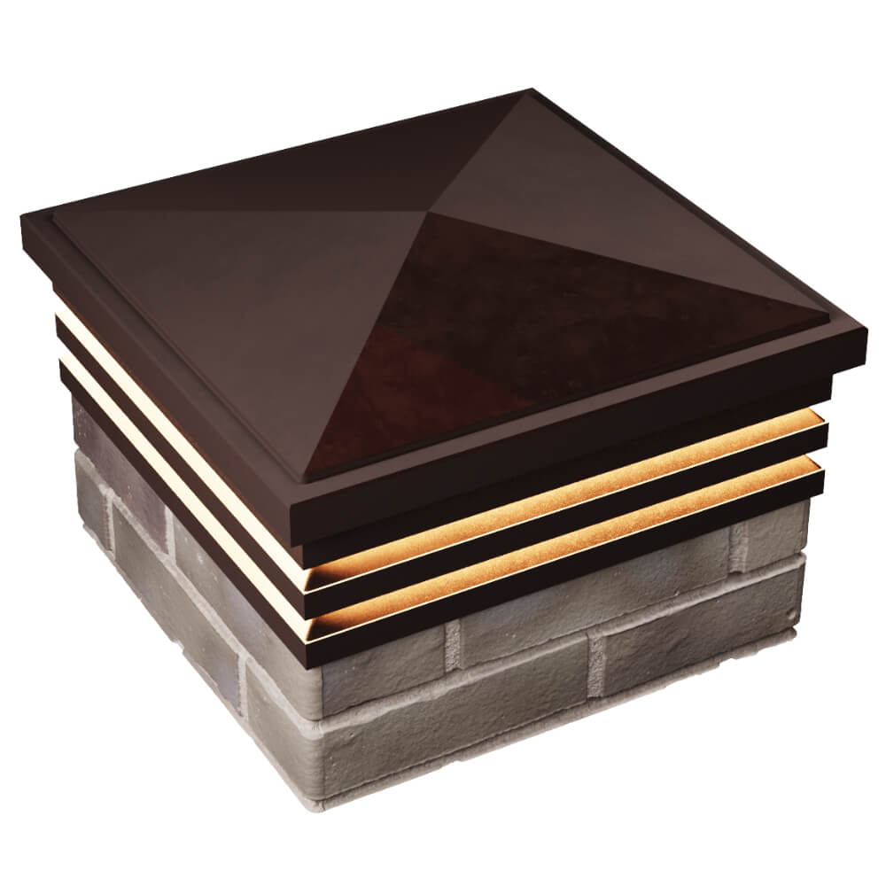 Колпак Zking Бона ХайТек Коричневый на столб 1.5х1.5 кирпича (385х385мм) с подсветкой в Менделеевске фото