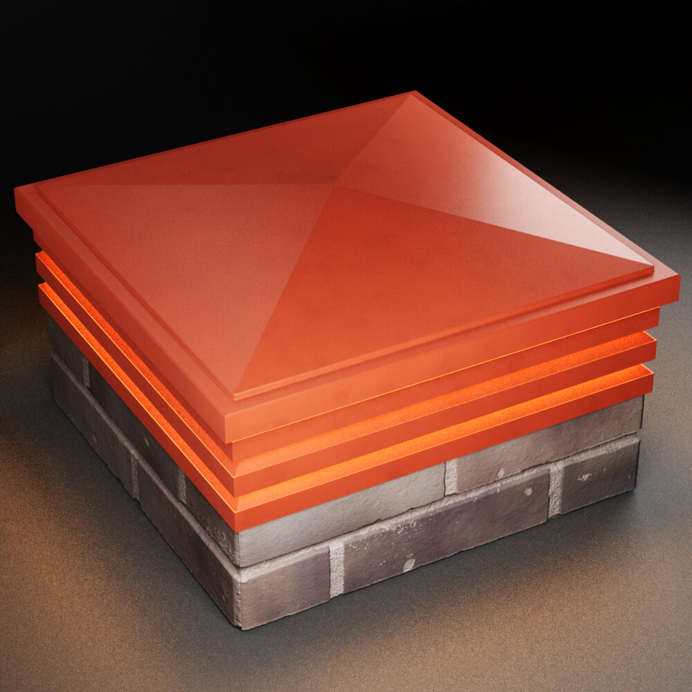 Колпак Zking Бона ХайТек Красный на столб 2х2 кирпича (513х513мм) с подсветкой в Менделеевске фото