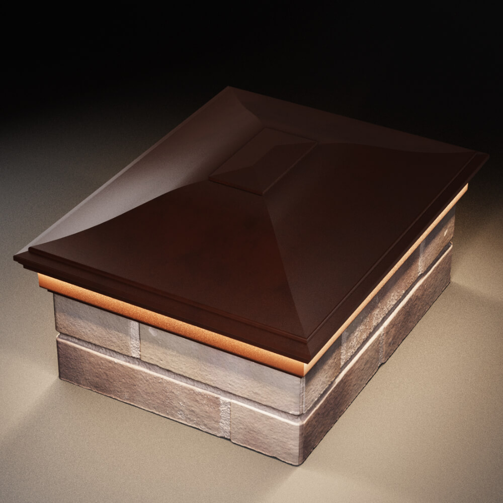 Колпак Zking Монблан Коричневый на столб 2х1.5 кирпича (515х385мм) c подсветкой в Менделеевске фото