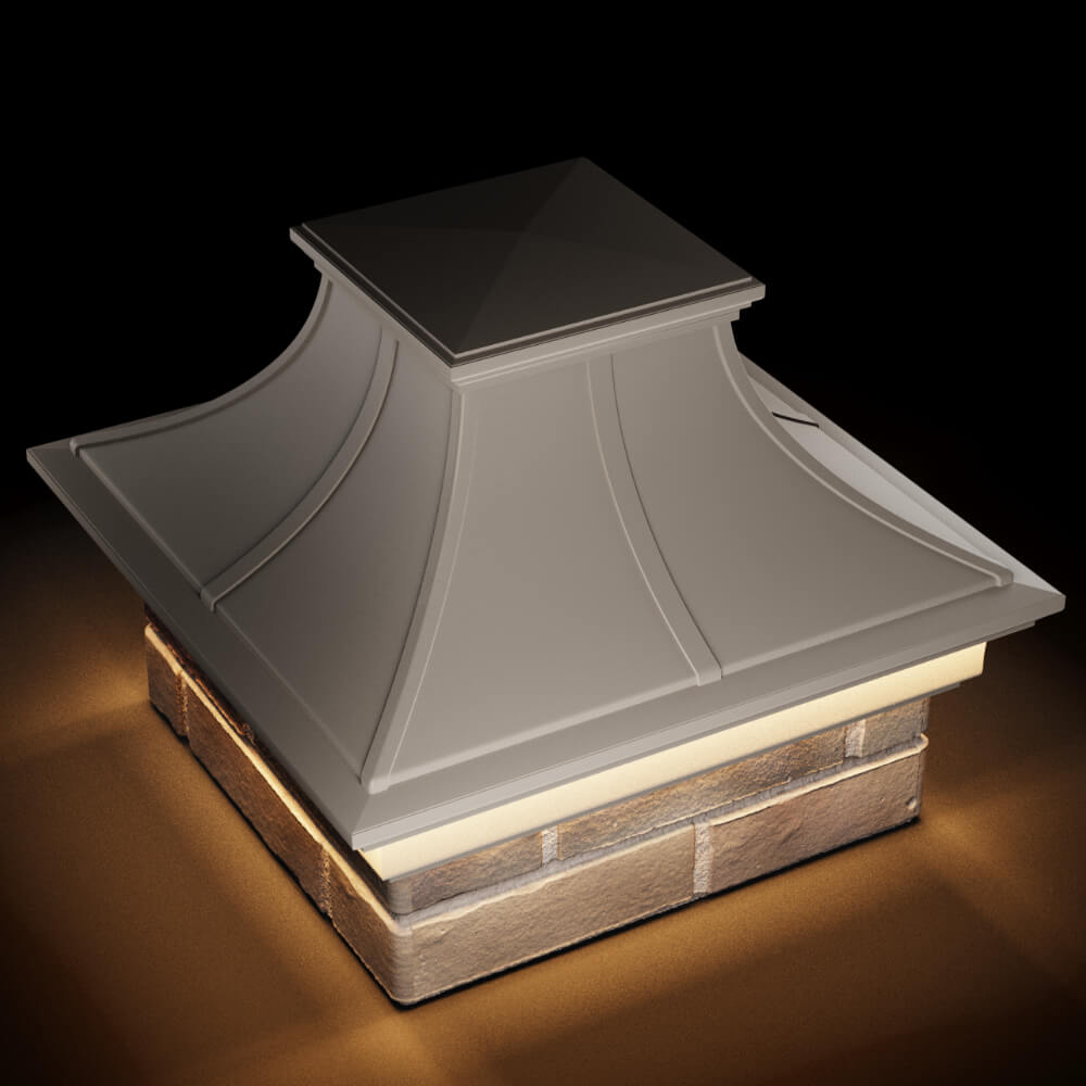 Колпак Zking Монблан Премиум Бежевый на столб 1.5х1.5 кирпича (385х385мм) с подсветкой в Менделеевске фото