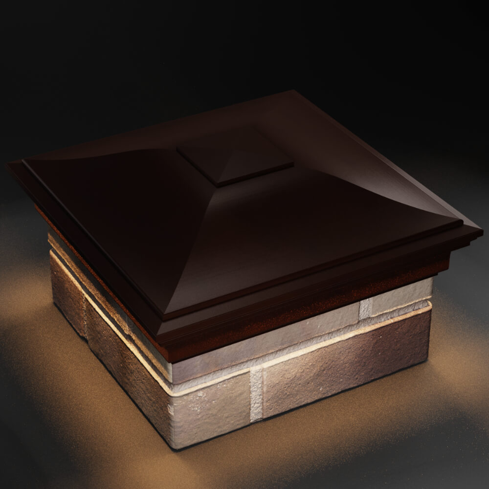 Колпак Zking Монблан Коричневый на столб 1.5х1.5 кирпича (385х385мм) с подсветкой в Менделеевске фото