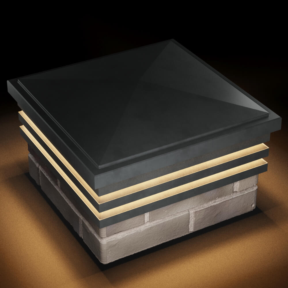 Колпак Zking Бона ХайТек Серый на столб 1.5х1.5 кирпича (385х385мм) с подсветкой в Менделеевске фото