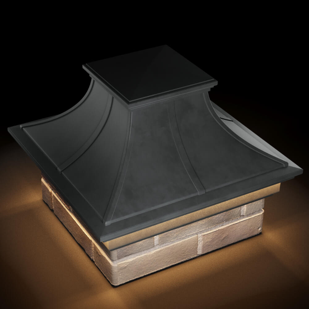 Колпак Zking Монблан Премиум Серый на столб 1.5х1.5 кирпича (385х385мм) с подсветкой в Менделеевске фото