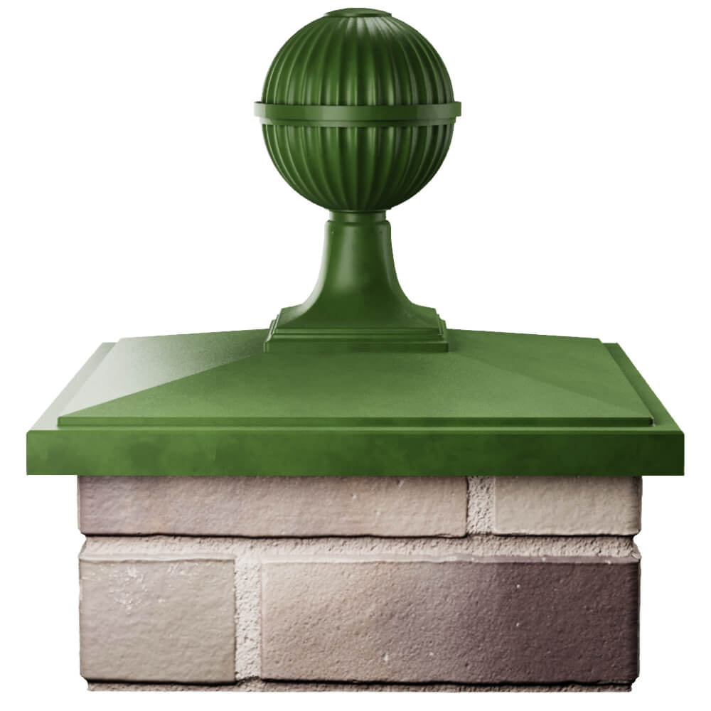 Колпак Zking БонаМоно Зеленый с шаром на столб 1.5х1.5 кирпича (385х385, 400х400мм) в сборе Менделеевск фото