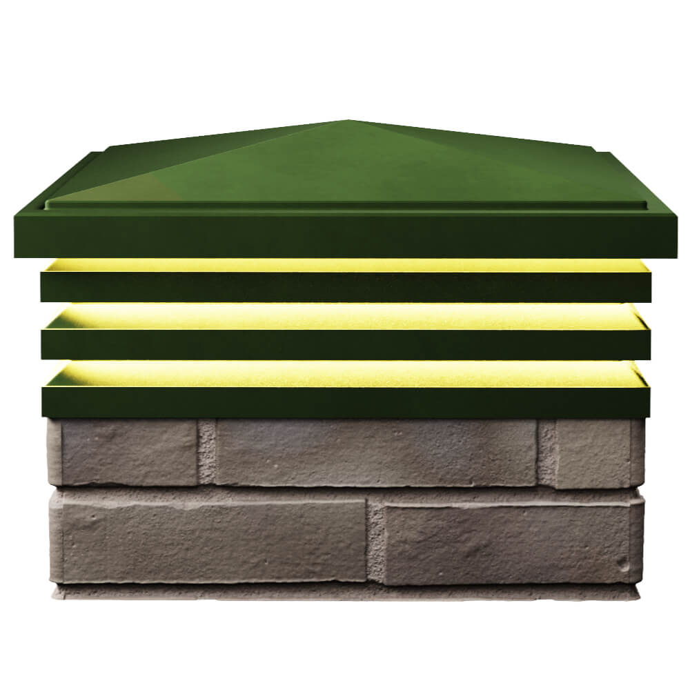 Колпак Zking Бона ХайТек Зеленый на столб 1.5х1.5 кирпича (385х385мм) с подсветкой в Менделеевске фото