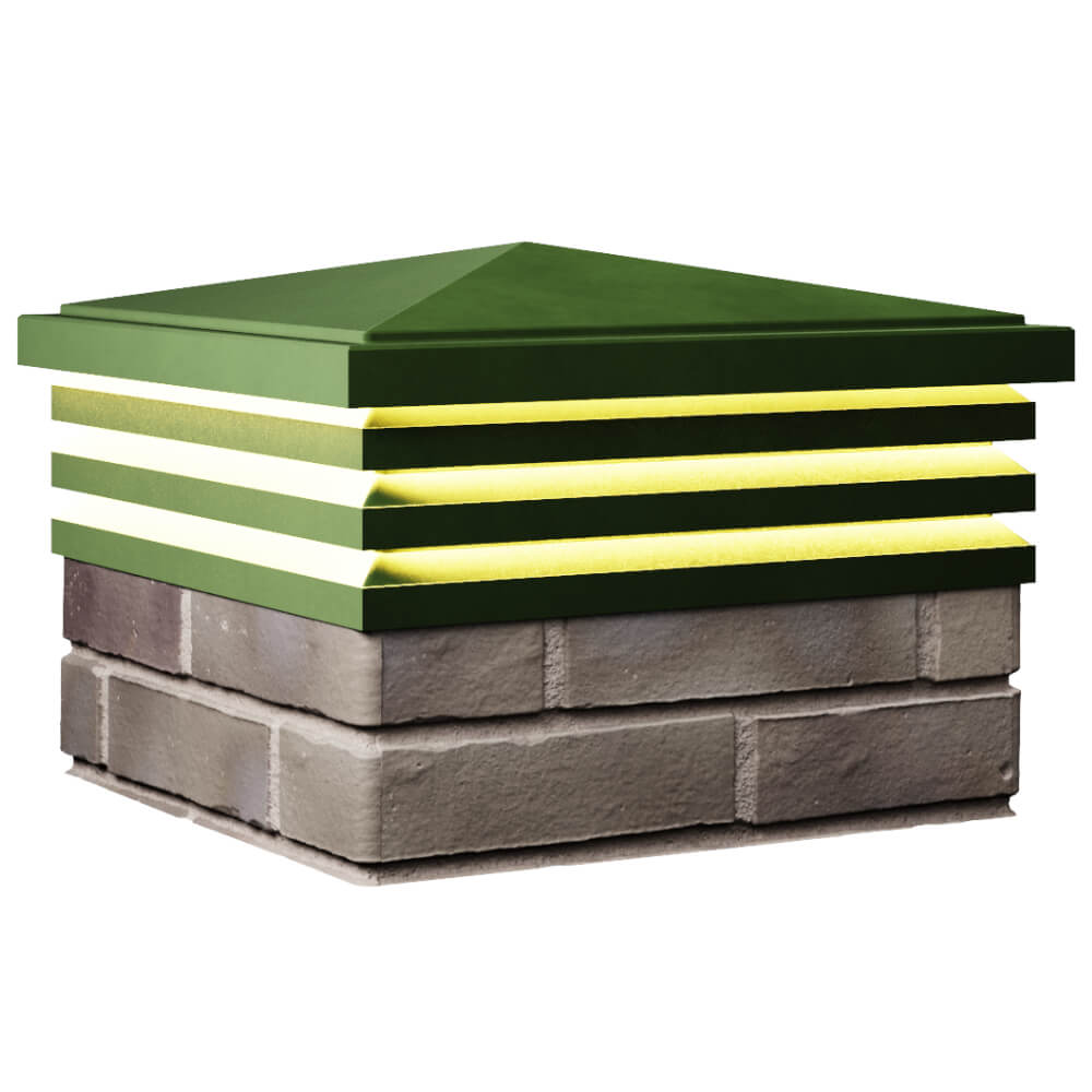 Колпак Zking Бона ХайТек Зеленый на столб 1.5х1.5 кирпича (385х385мм) с подсветкой в Менделеевске фото