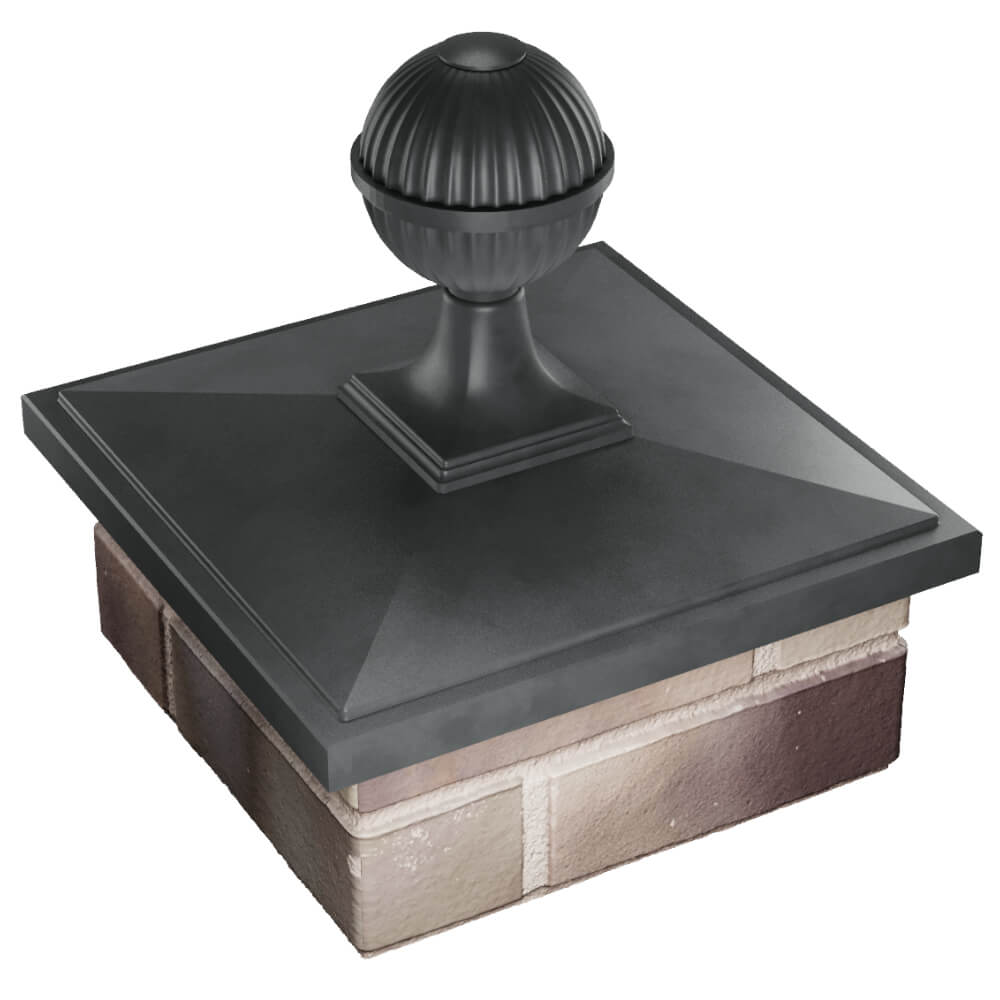 Колпак Zking БонаМоно Серый с шаром на столб 1.5х1.5 кирпича (385х385, 400х400мм) в сборе в Менделеевске фото