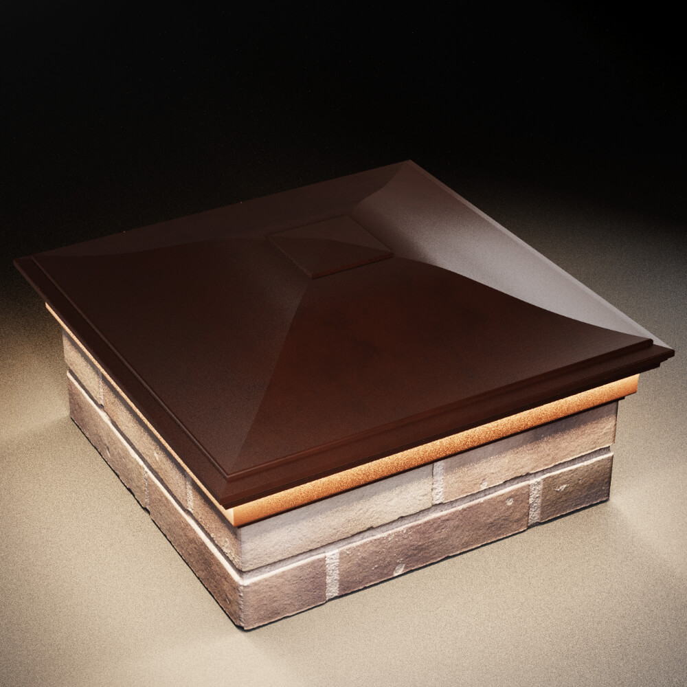 Колпак Zking Монблан Коричневый на столб 2х2 кирпича (515х515мм) c подсветкой в Менделеевске фото