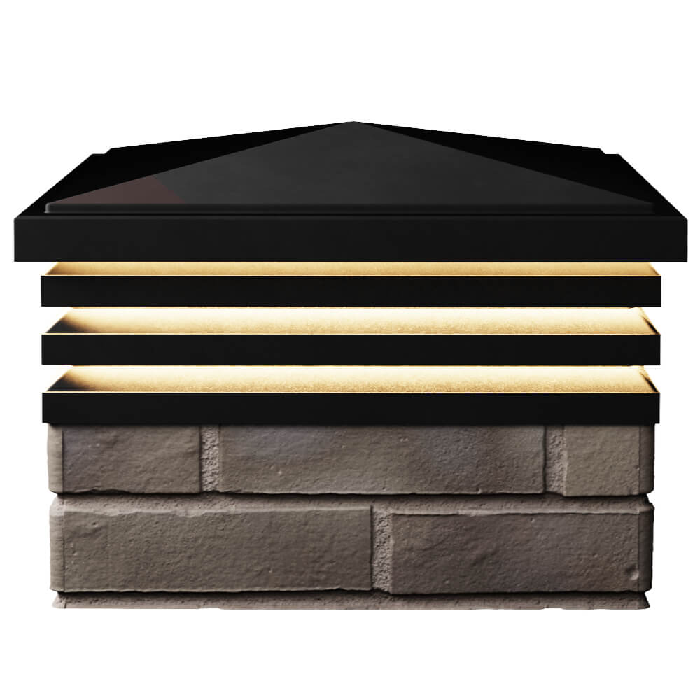 Колпак Zking Бона ХайТек Черный на столб 1.5х1.5 кирпича (385х385мм) с подсветкой в Менделеевске фото