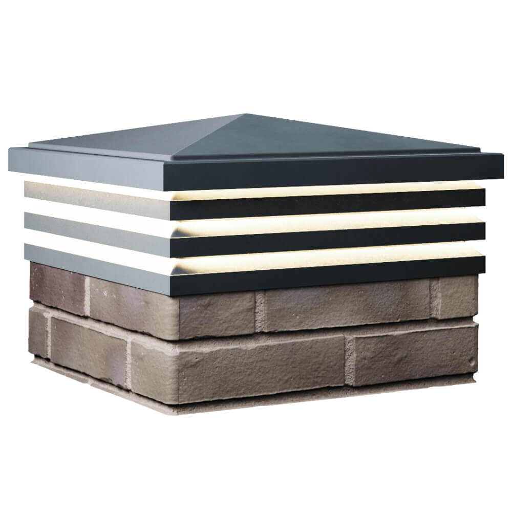 Колпак Zking Бона ХайТек Серый на столб 1.5х1.5 кирпича (385х385мм) с подсветкой в Менделеевске фото