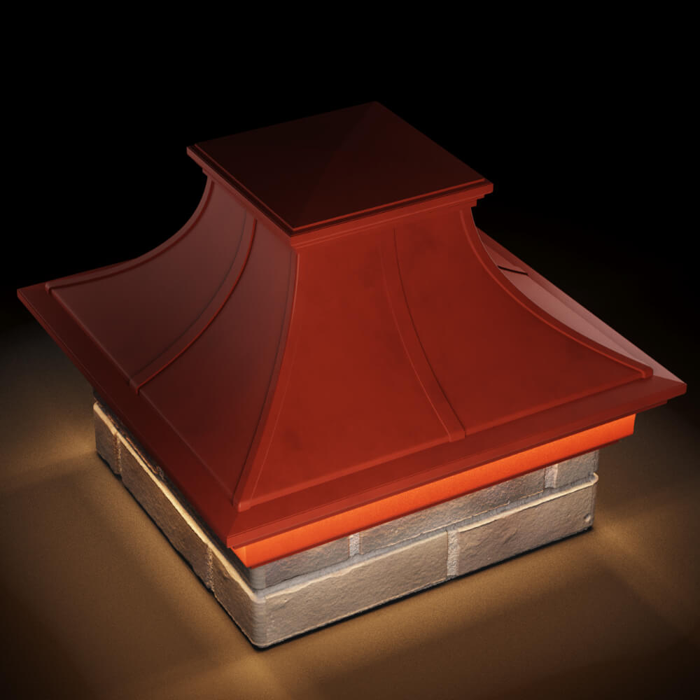 Колпак Zking Монблан Премиум Красный на столб 1.5х1.5 кирпича (385х385мм) с подсветкой в Менделеевске фото