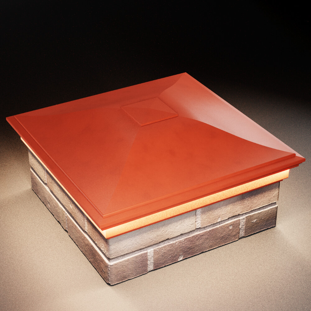 Колпак Zking Монблан Красный на столб 2х2 кирпича (515х515мм) c подсветкой в Менделеевске фото