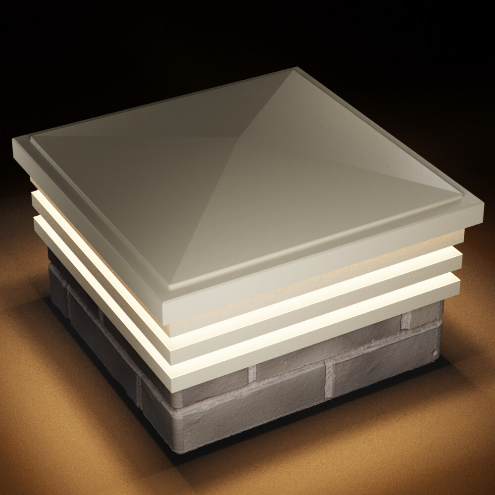 Колпак Zking Бона ХайТек Бежевый на столб 1.5х1.5 кирпича (385х385мм) с подсветкой в Менделеевске фото