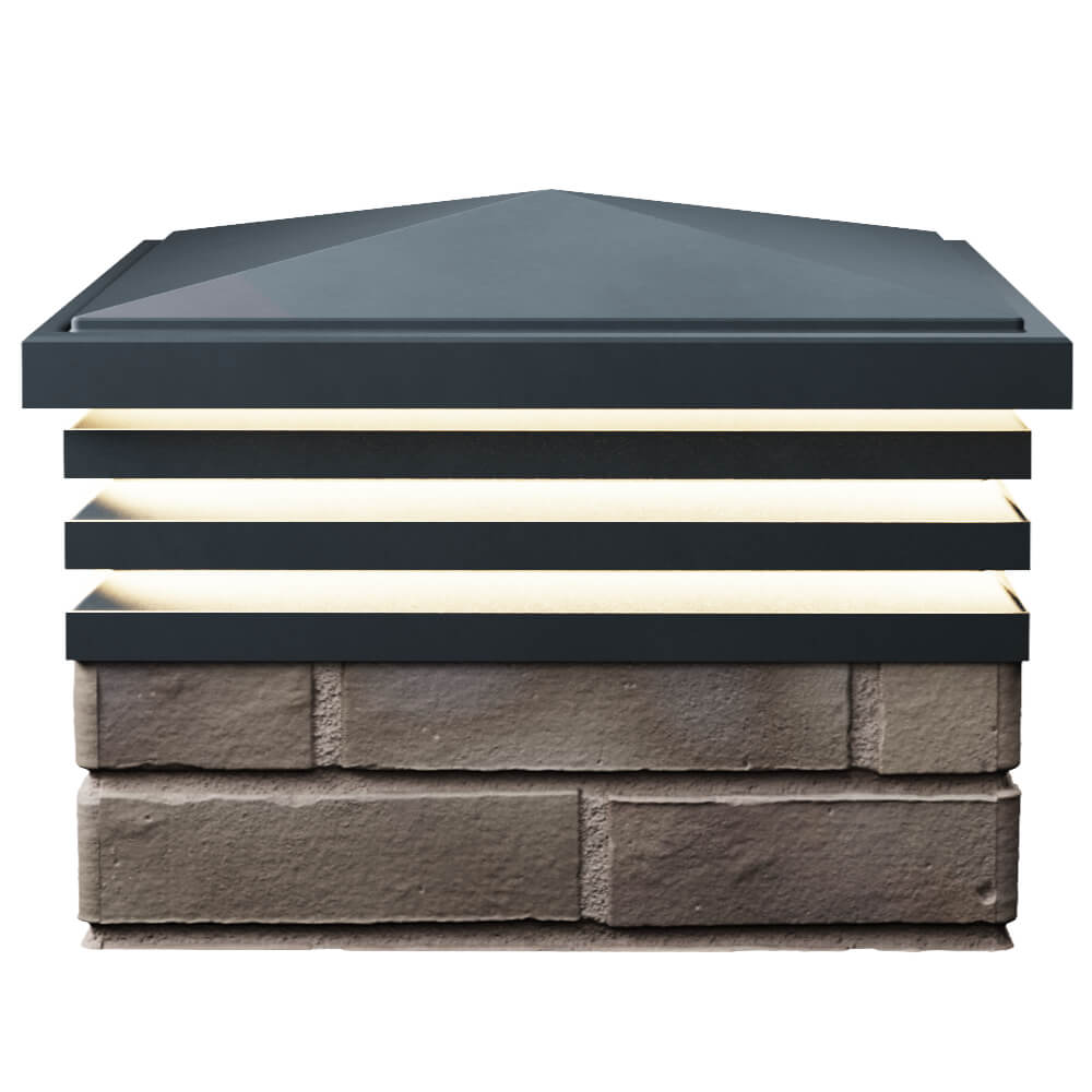 Колпак Zking Бона ХайТек Серый на столб 1.5х1.5 кирпича (385х385мм) с подсветкой в Менделеевске фото