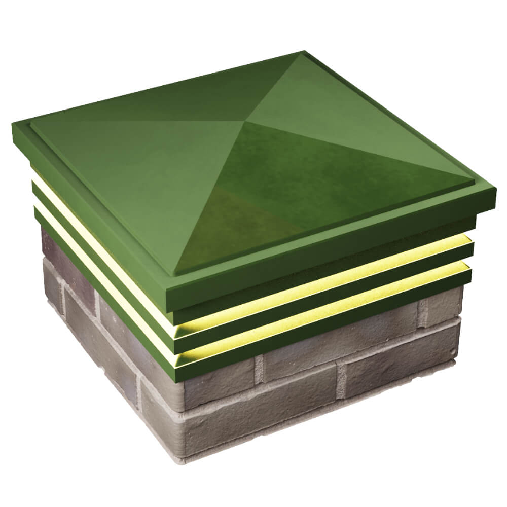 Колпак Zking Бона ХайТек Зеленый на столб 1.5х1.5 кирпича (385х385мм) с подсветкой в Менделеевске фото