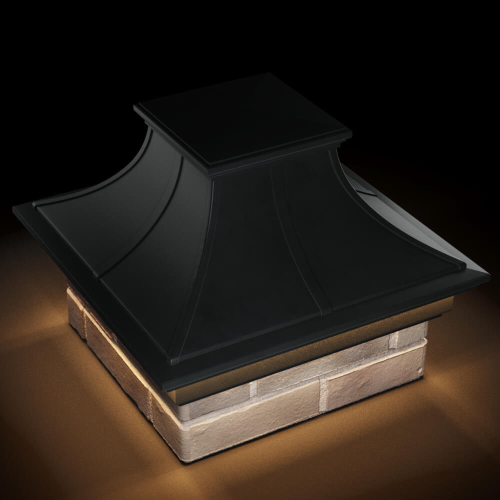 Колпак Zking Монблан Премиум Черный на столб 1.5х1.5 кирпича (385х385мм) с подсветкой в Менделеевске фото