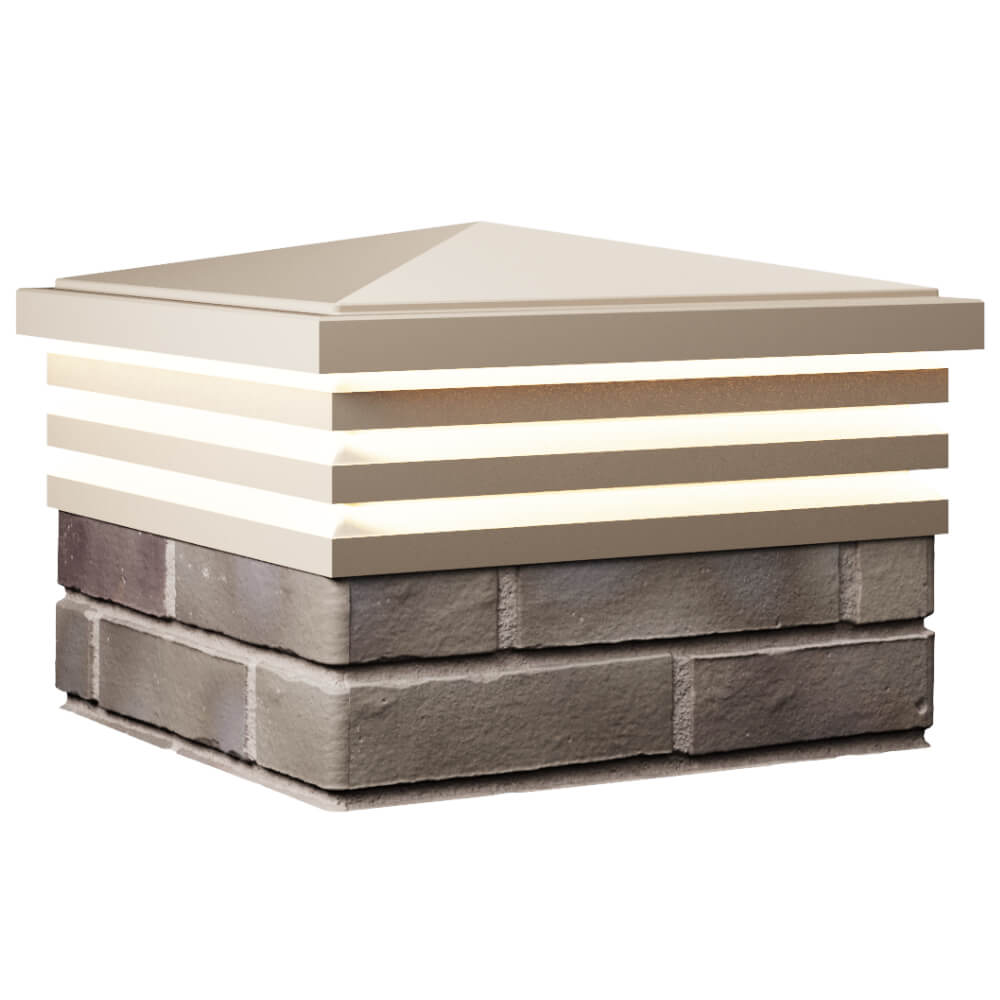 Колпак Zking Бона ХайТек Бежевый на столб 1.5х1.5 кирпича (385х385мм) с подсветкой в Менделеевске фото