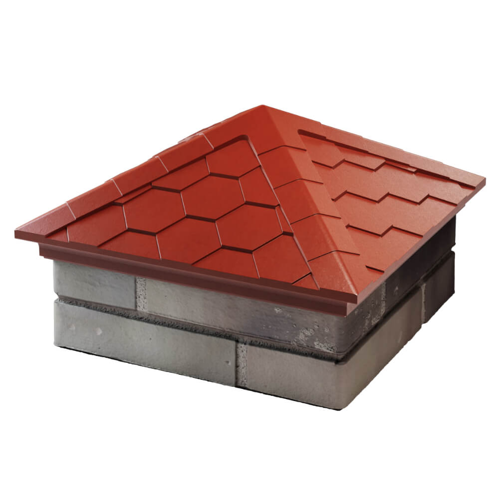 Колпак Zking Эверест Красный на столб 1.5х1.5 кирпича (390х390мм) в Менделеевске фото