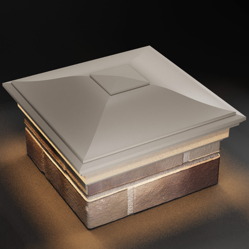 Колпак Zking Монблан Бежевый на столб 1.5х1.5 кирпича (385х385мм) с подсветкой в Менделеевске фото