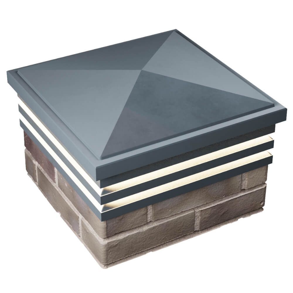 Колпак Zking Бона ХайТек Серый на столб 1.5х1.5 кирпича (385х385мм) с подсветкой в Менделеевске фото