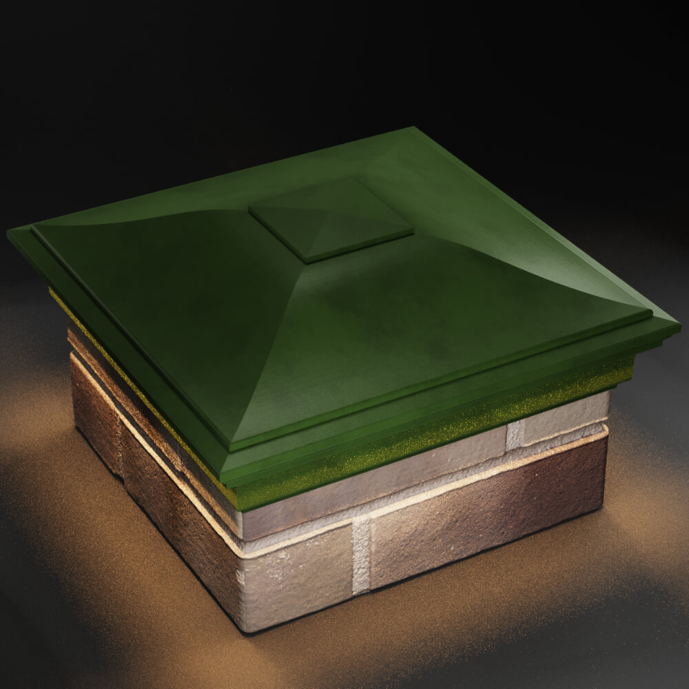 Колпак Zking Монблан Зеленый на столб 1.5х1.5 кирпича (385х385мм) с подсветкой в Менделеевске фото