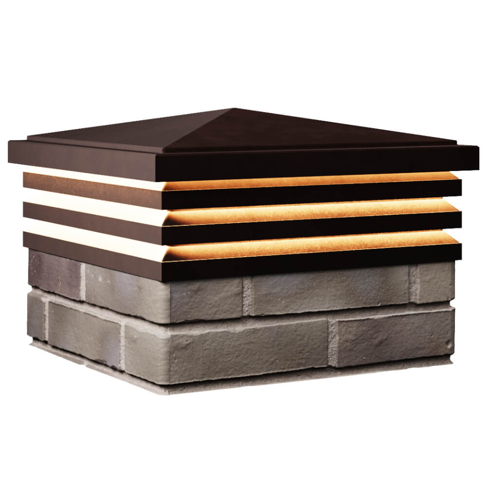 Колпак Zking Бона ХайТек Коричневый на столб 1.5х1.5 кирпича (385х385мм) с подсветкой в Менделеевске фото