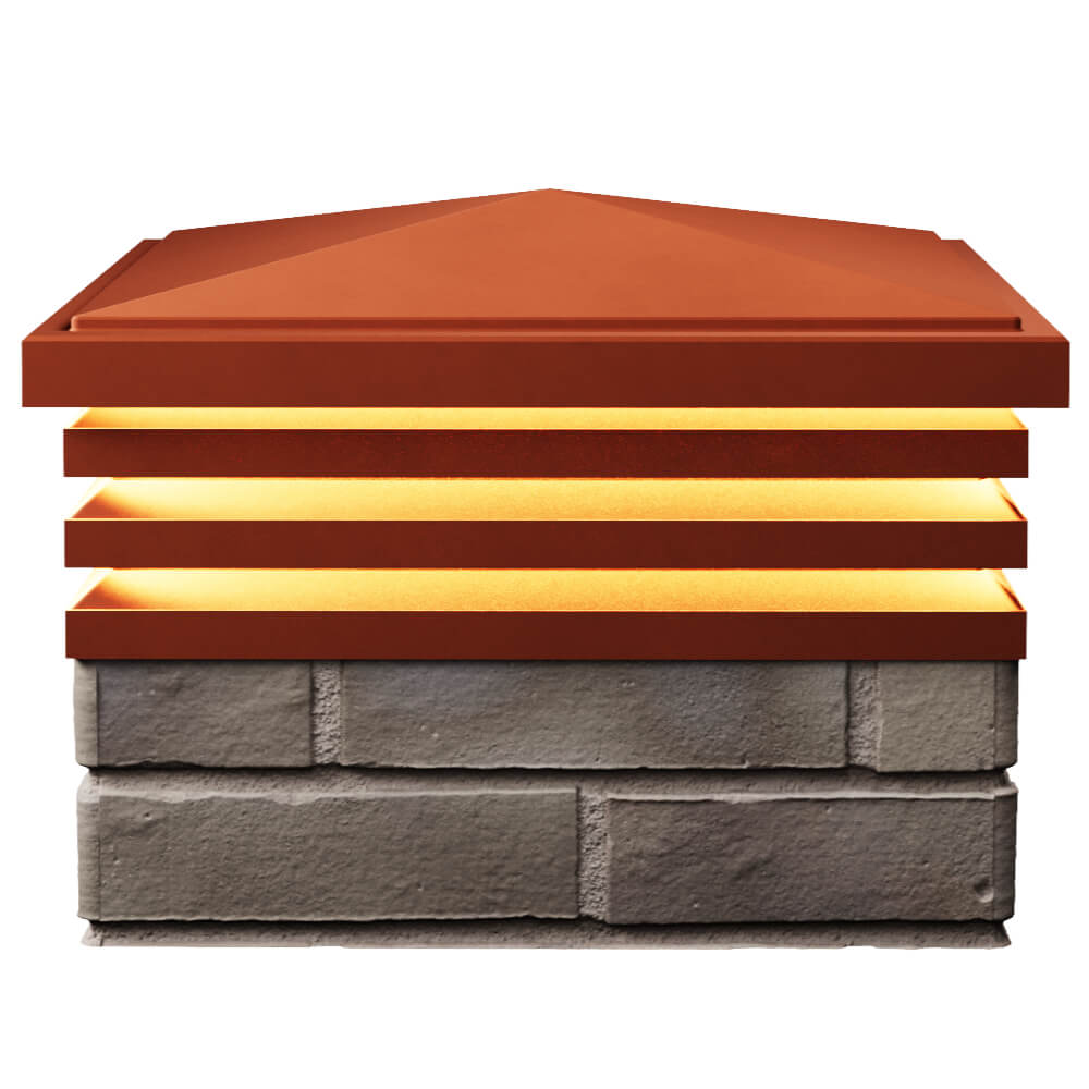 Колпак Zking Бона ХайТек Красный на столб 1.5х1.5 кирпича (385х385мм) с подсветкой в Менделеевске фото