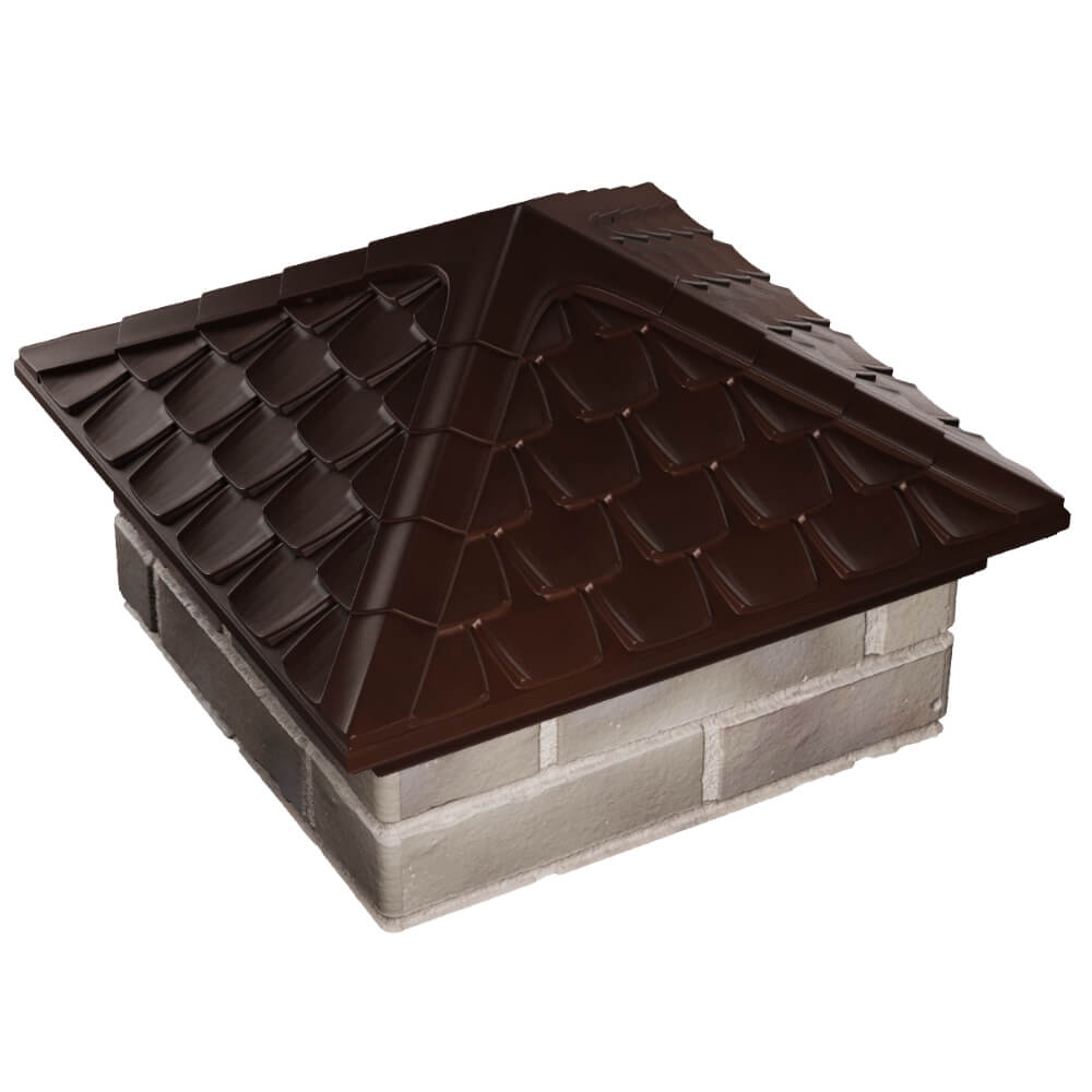 Колпак Zking Эльбрус Коричневый на столб 1.5х1.5 кирпича (385х385мм) в Менделеевске фото