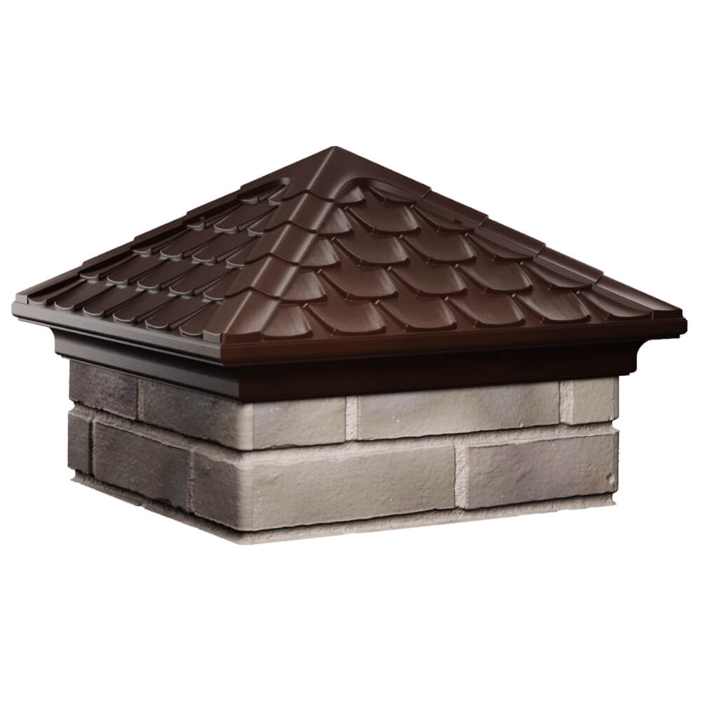 Колпак Zking Эльбрус Коричневый на столб 1.5х1.5 кирпича (385х385мм) в Менделеевске фото