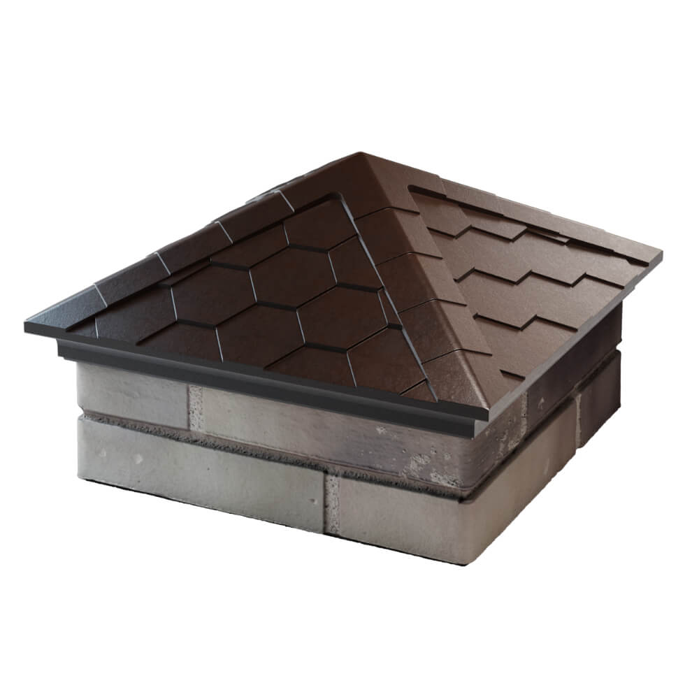 Колпак Zking Эверест Коричневый на столб 1.5х1.5 кирпича (390х390мм) в Менделеевске фото
